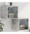 vidaXL Bedside Cabinets with Glass Doors 2 pcs Concrete Grey 35x37x35 cm