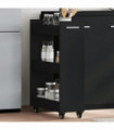 vidaXL Cabinet with Wheels Black 60x22x79 cm Engineered Wood