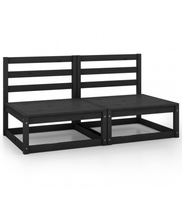 vidaXL Garden 2-Seater Sofa Black Solid Pinewood