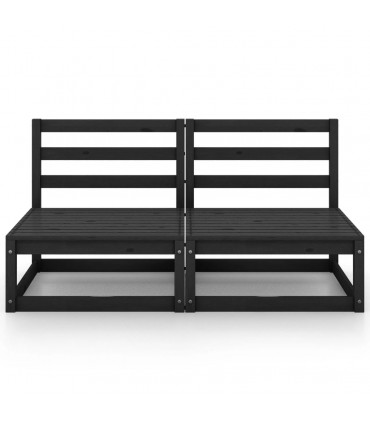 vidaXL Garden 2-Seater Sofa Black Solid Pinewood