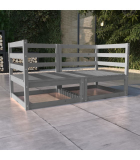 vidaXL Garden 2-Seater Sofa Grey Solid Pinewood