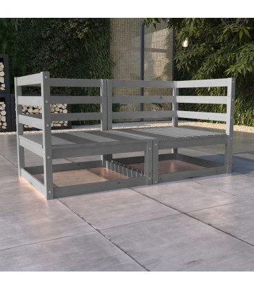 vidaXL Garden 2-Seater Sofa Grey Solid Pinewood