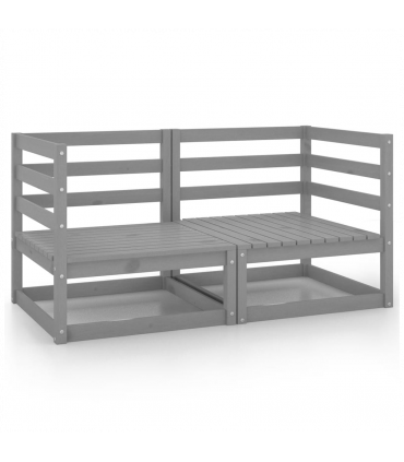 vidaXL Garden 2-Seater Sofa Grey Solid Pinewood