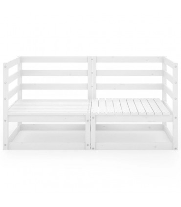 vidaXL Garden 2-Seater Sofa White Solid Pinewood