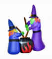 1.8m Inflatable Halloween Lawn Deco with LED Witches Around A Black Cauldron