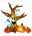 240cm Large Halloween Scary Lighting Inflatable Tree Ghost 3 Pumpkins Owl 4 LED