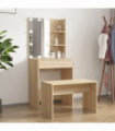 Dressing Table Set with LED Sonoma Oak Engineered Wood
