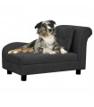Dog Sofa with Pillow Black 83x44x44 cm Plush