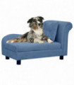 Dog Sofa with Pillow Blue 83x44x44 cm Plush