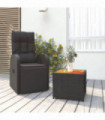 2 Piece Garden Lounge Set Black Poly Rattan&Solid Wood Acacia