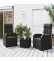 3 Piece Garden Lounge Set Black Poly Rattan&Steel