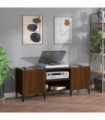 Record Cabinet Brown Oak 121x38x48 cm Engineered Wood