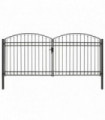 vidaXL Fence Gate Double Door with Arched Top Steel 400x200 cm Black