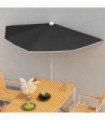 vidaXL Garden Half Parasol with Pole 180x90 cm Black