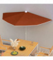 vidaXL Garden Half Parasol with Pole 180x90 cm Terracotta