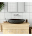 vidaXL Countertop Basin Grey and Black Oval 59x40x14 cm Ceramic