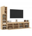 vidaXL 4 Piece TV Wall Units with LED Sonoma Oak Engineered Wood