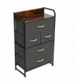 5-Drawer Dresser, 4-Tier Storage Organizer, Tower Unit for Bedroom, Hallway, Entryway, Closets - Sturdy Steel Frame, Wooden Top, Removable Fabric Bins
