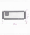 Bed Rail - Adjustable Height, 200cm Double Bed, Safety, Grey, Single Sided
