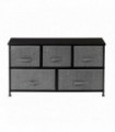 2-Tier Wide Closet Dresser, Nursery Dresser Tower with 5 Easy Pull Fabric Drawers and Metal Frame, Multi-Purpose Organizer Unit for Closets, Dorm Room, Living Room, Hallway, Grey