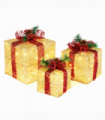 3pcs 10 Inch-8 Inch-6 Inch Golden Gift Box Garden Gift Box Decoration 5M Long Power Cord UK Gauge
