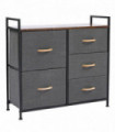 Dresser Organizer with 5 Drawers, Fabric Dresser Tower for Bedroom, Hallway, Entryway, Closets - Dark Gray