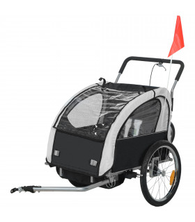 HOMCOM 2 Seat Bike Trailer with 5 Point Harness, for 18+ Months, Black