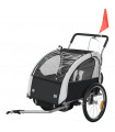 HOMCOM 2 Seat Bike Trailer with 5 Point Harness, for 18+ Months, Black