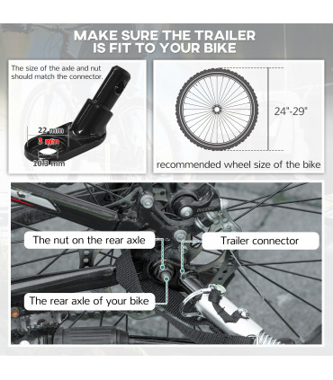 HOMCOM 2 Seat Bike Trailer with 5 Point Harness, for 18+ Months, Black