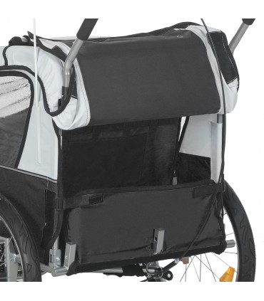 HOMCOM 2 Seat Bike Trailer with 5 Point Harness, for 18+ Months, Black