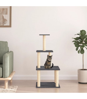 vidaXL Cat Tree with Sisal Scratching Posts Dark Grey 111 cm