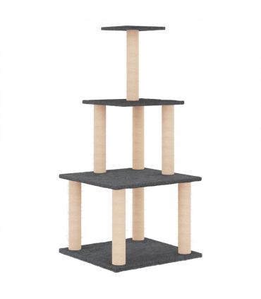 vidaXL Cat Tree with Sisal Scratching Posts Dark Grey 111 cm