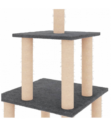 vidaXL Cat Tree with Sisal Scratching Posts Dark Grey 111 cm