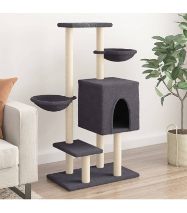vidaXL Cat Tree with Sisal Scratching Posts Dark Grey 117 cm