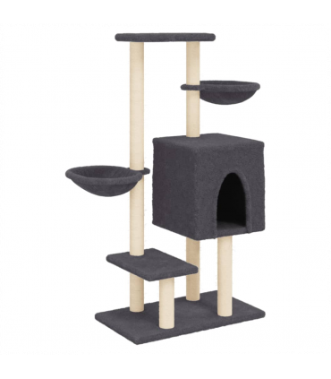 vidaXL Cat Tree with Sisal Scratching Posts Dark Grey 117 cm
