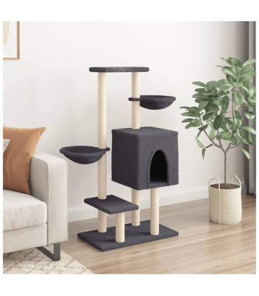 vidaXL Cat Tree with Sisal Scratching Posts Dark Grey 117 cm