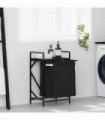 vidaXL Laundry Basket 1 Compartment with Shelf Black Oak