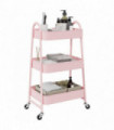 vidaXL Storage Trolley 3-Tier Pink 42x41.5x77 cm Steel