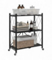 vidaXL Storage Shelf on Wheels Black 71x34x88 cm Steel