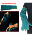 62CM Anti-Bite Pet Training Gloves Double LeatherReptile Protection Gloves