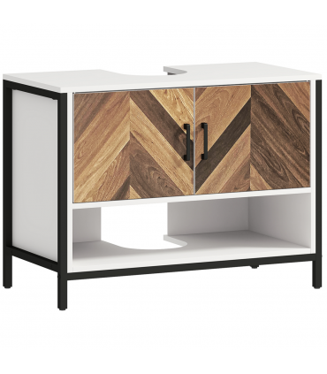 HOMCOM Bathroom Under Sink Cabinet for Basin with or without Pedestal Cream