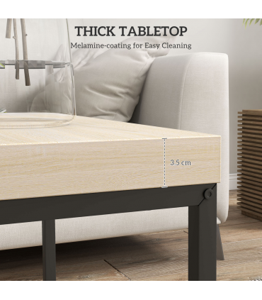 HOMCOM Coffee Table Set of 2, Nest of Tables with 3.5cm Thick Tabletop, Oak