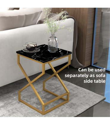 HOMCOM Nest Of Tables, Coffee Table Set with Steel Frame Black/White