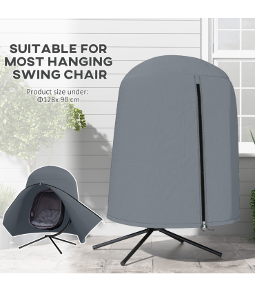 Outsunny Hanging Egg Chair Cover Garden Swing Chair Cover Waterproof, Grey