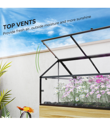 Outsunny Raised Garden Bed with Polycarbonate Panel, Natural