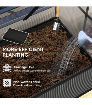 Outsunny Raised Garden Bed with Polycarbonate Panel, Natural