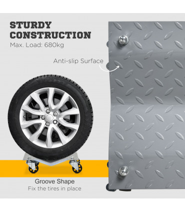 DURHAND 2PCS 680kg Car Wheel Dollies with Swivel Casters, Wheel Dolly, Grey