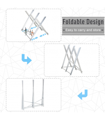 DURHAND Saw Horse Steel Support Heavy Duty Foldable Design Sawtooth, Silver
