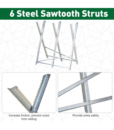 DURHAND Saw Horse Steel Support Heavy Duty Foldable Design Sawtooth, Silver