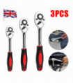 3 Piece 1/2" 3/8" & 1/4" Ratchet Set Drive Heavy Duty Ratchet Socket UK